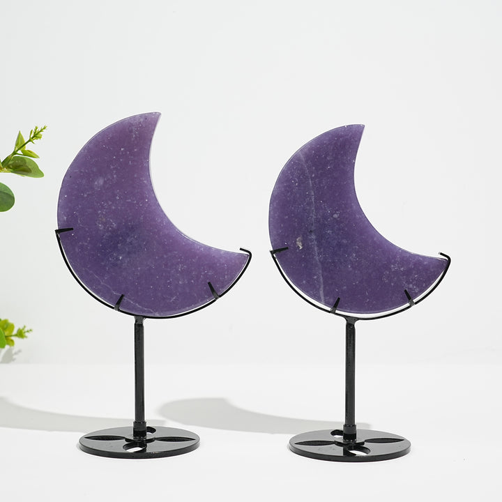 Unique,Natural Lepidolite Moon With Stand
