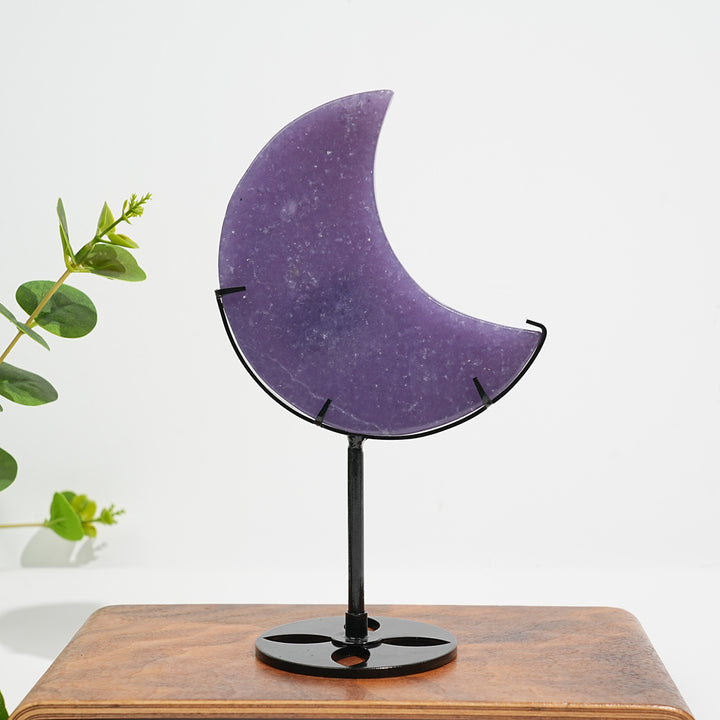 Unique,Natural Lepidolite Moon With Stand