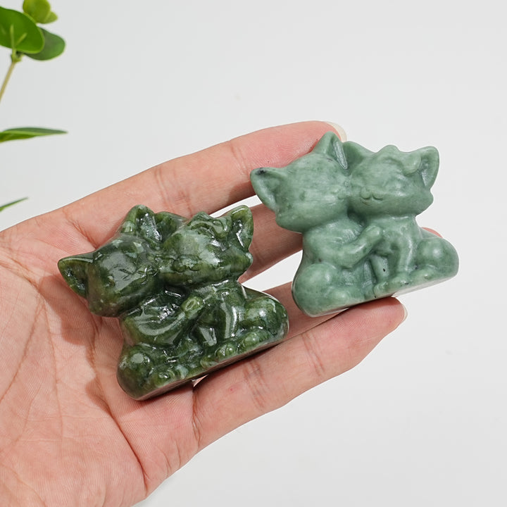 Natural Crystal Carving Snuggling Cats