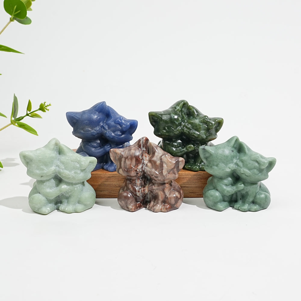 Natural Crystal Carving Snuggling Cats
