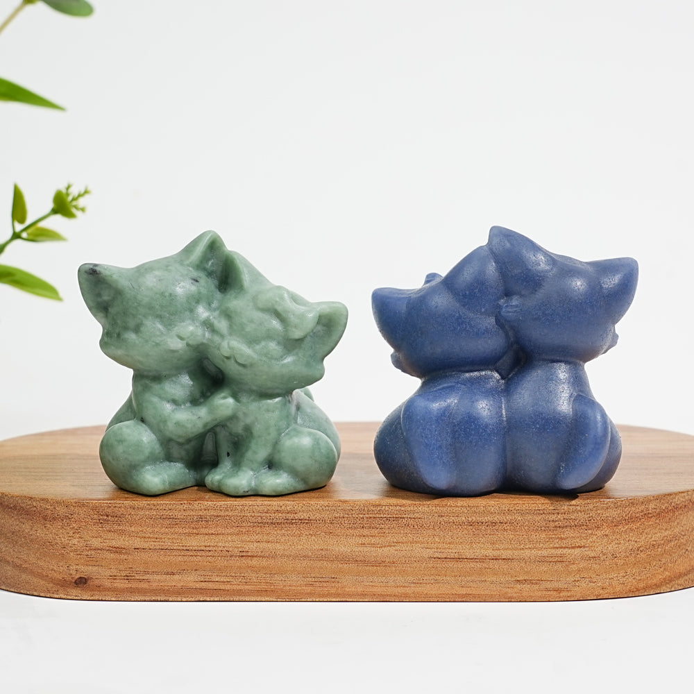 Natural Crystal Carving Snuggling Cats