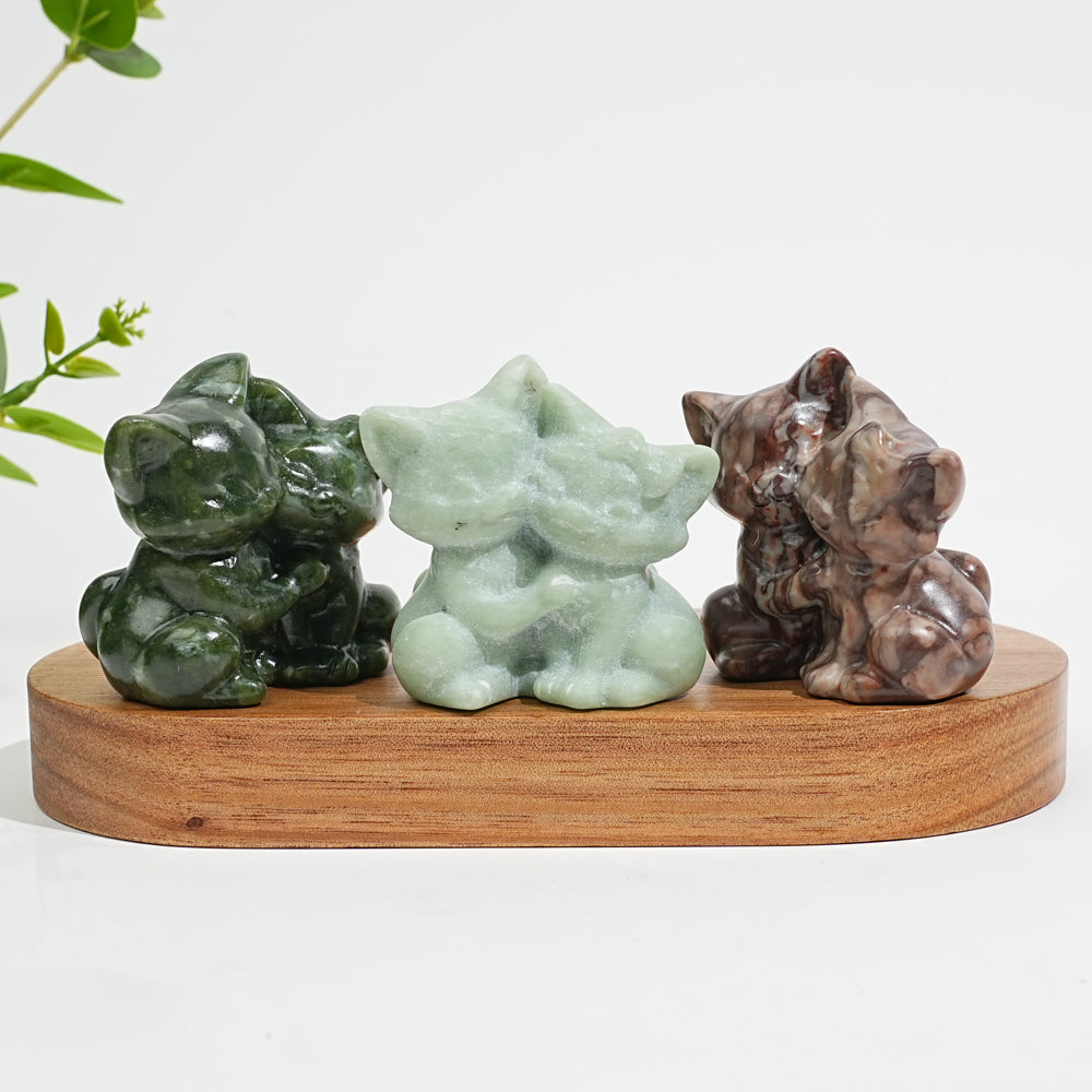 Natural Crystal Carving Snuggling Cats