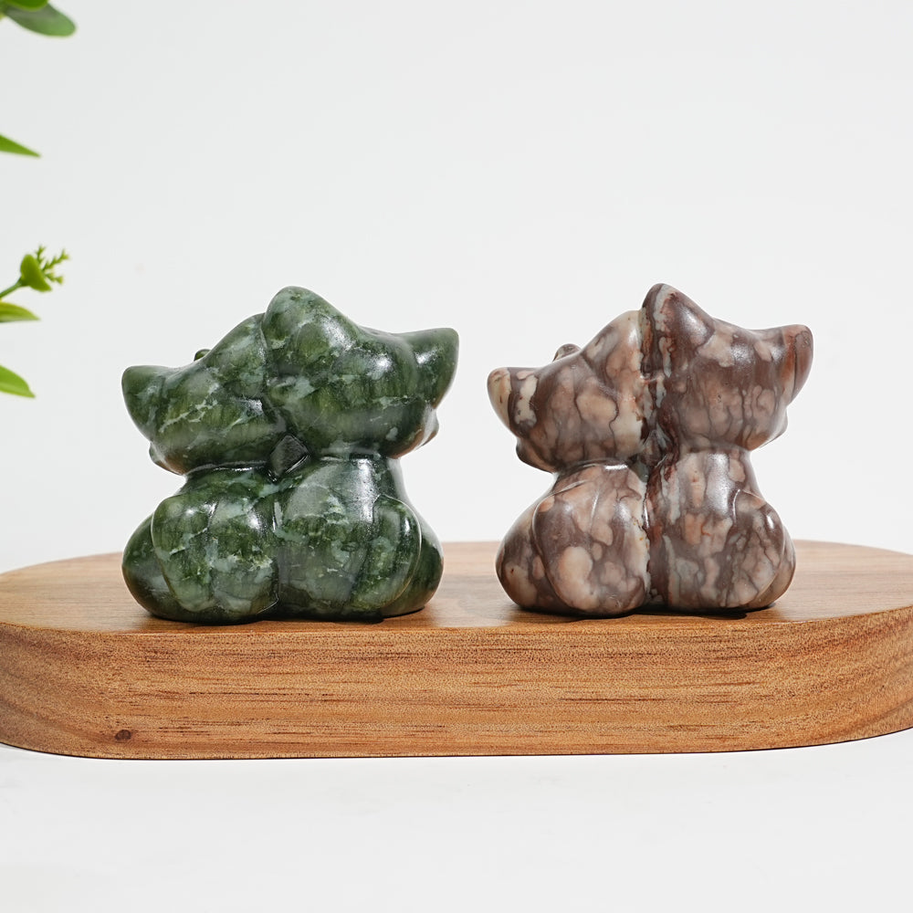 Natural Crystal Carving Snuggling Cats