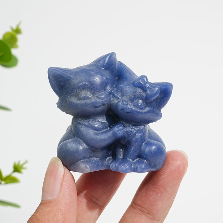 Natural Crystal Carving Snuggling Cats