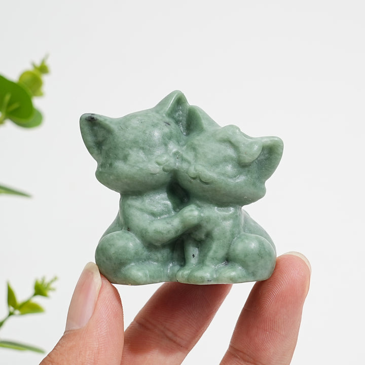 Natural Crystal Carving Snuggling Cats