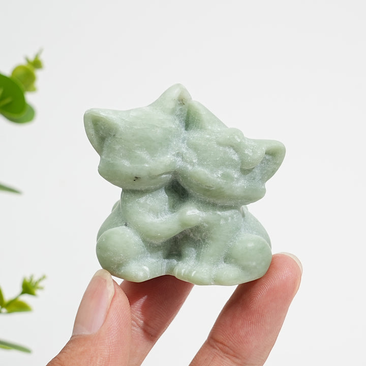 Natural Crystal Carving Snuggling Cats