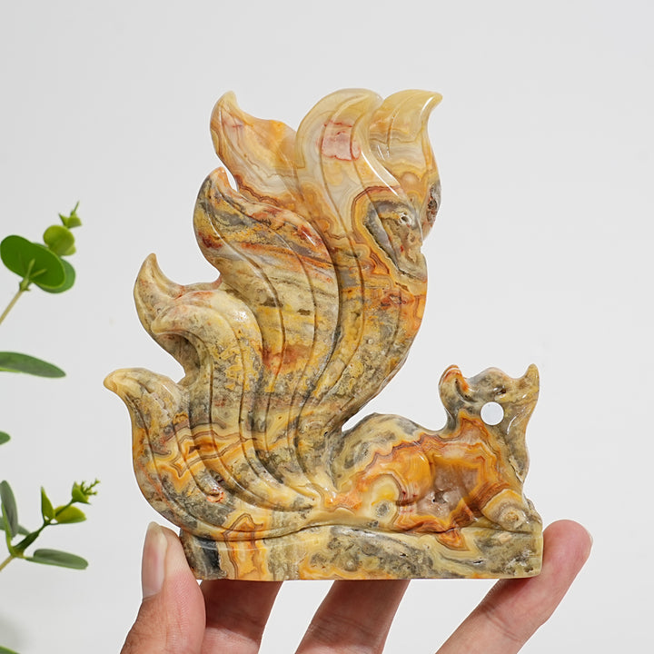 Unique,A Slightly Imperfect Natural Crystal Crazy Agate Nine‑Tailed Fox