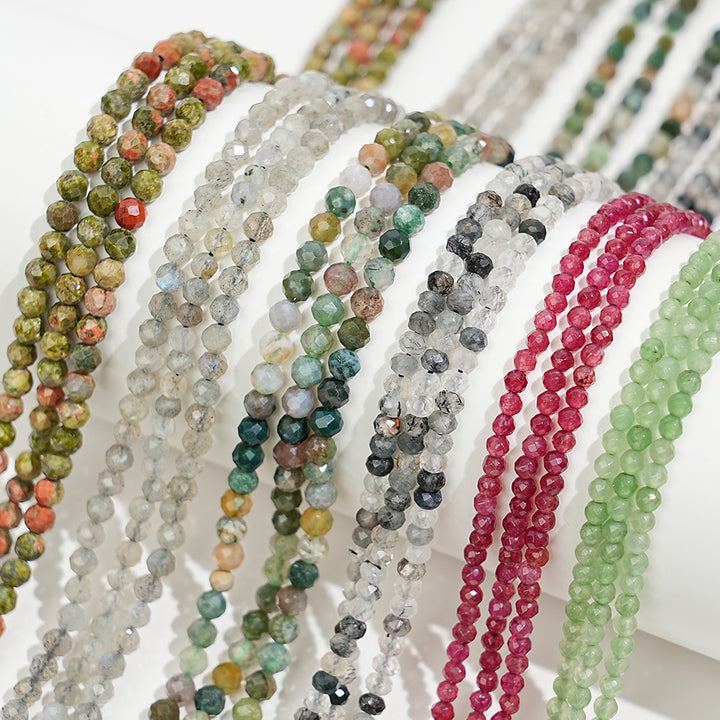 Natural Crystal Round Faceted Bead Strand