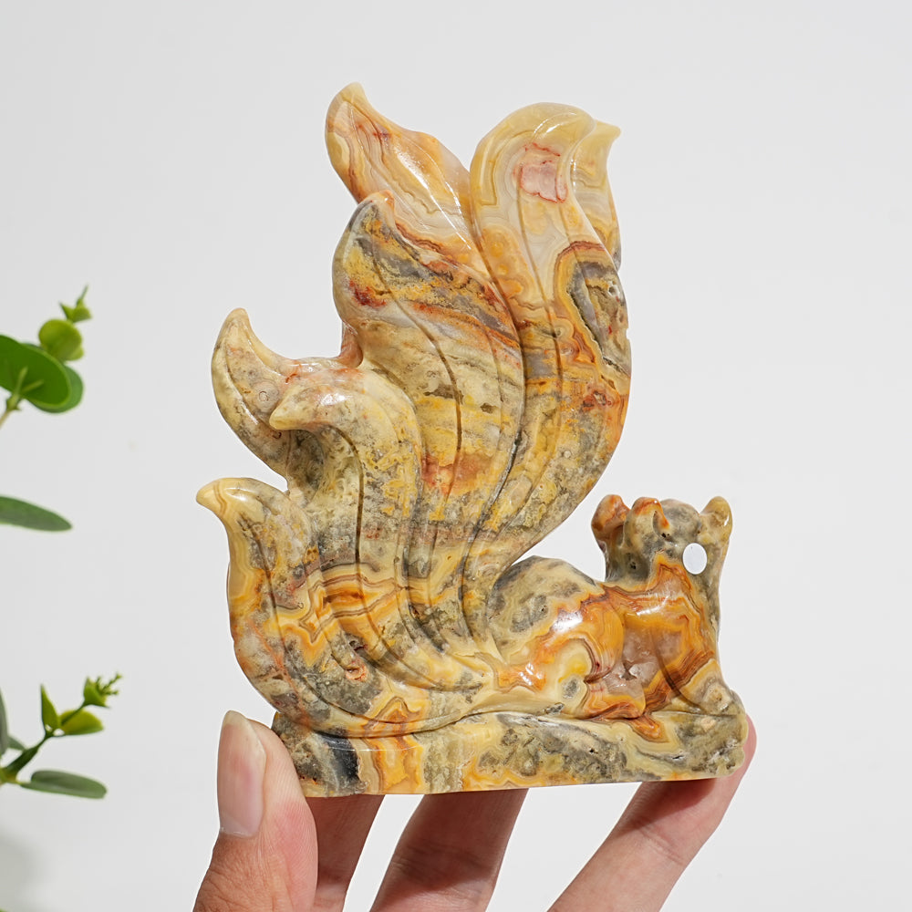 Unique,A Slightly Imperfect Natural Crystal Crazy Agate Nine‑Tailed Fox