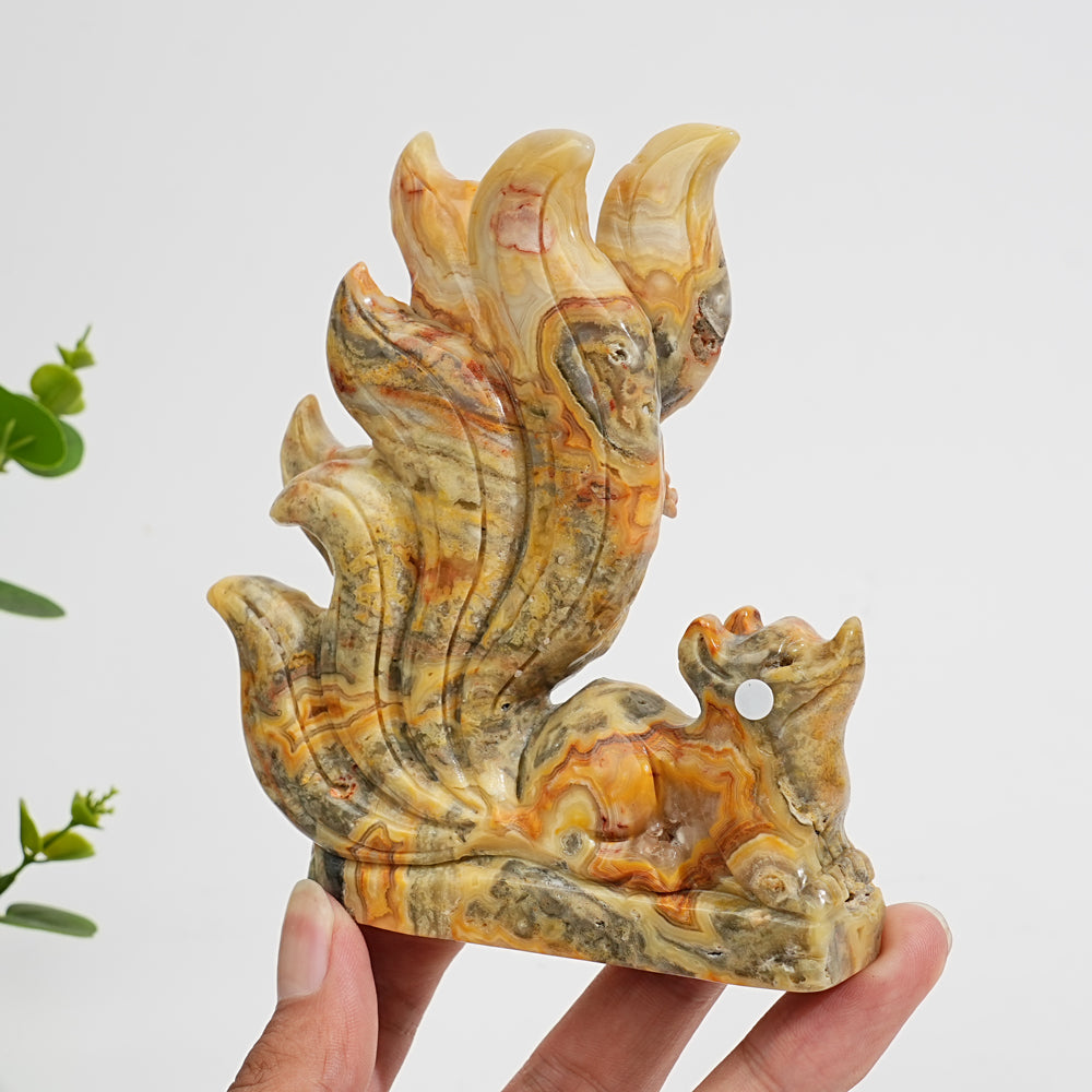 Unique,A Slightly Imperfect Natural Crystal Crazy Agate Nine‑Tailed Fox