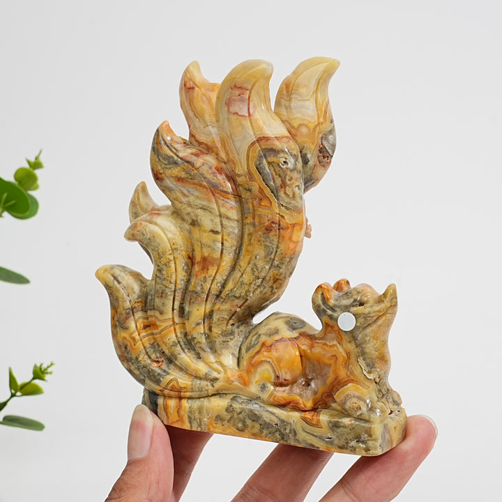 Unique,A Slightly Imperfect Natural Crystal Crazy Agate Nine‑Tailed Fox