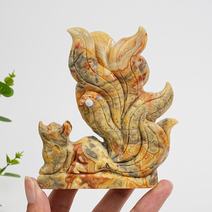 Unique,A Slightly Imperfect Natural Crystal Crazy Agate Nine‑Tailed Fox