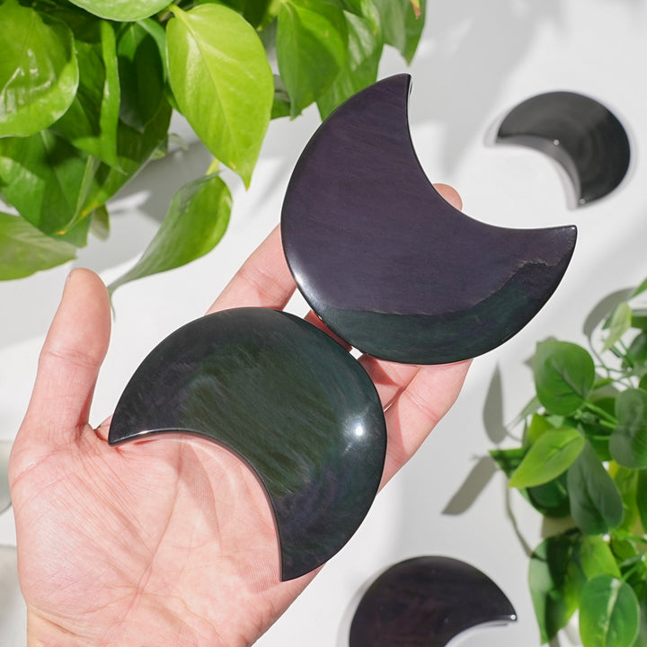 Unique,Natural Crystal Rainbow Obsidian Moon