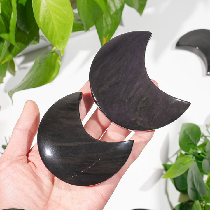 Unique,Natural Crystal Rainbow Obsidian Moon