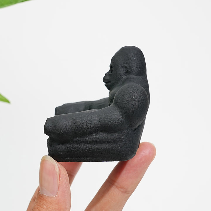 Natural Crystal Black Obsidian Gorilla Carving