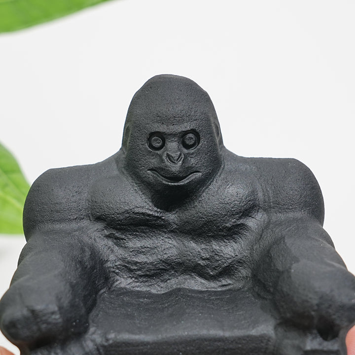 Natural Crystal Black Obsidian Gorilla Carving