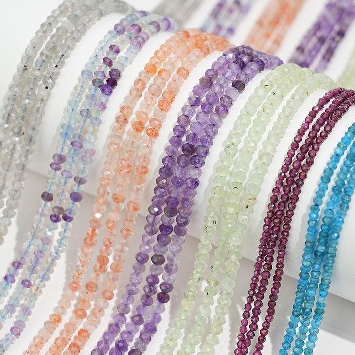 Natural Crystal Faceted Rondelle Bead Strand