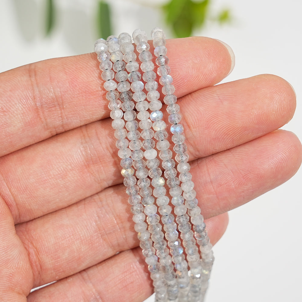 Natural Crystal Faceted Rondelle Bead Strand