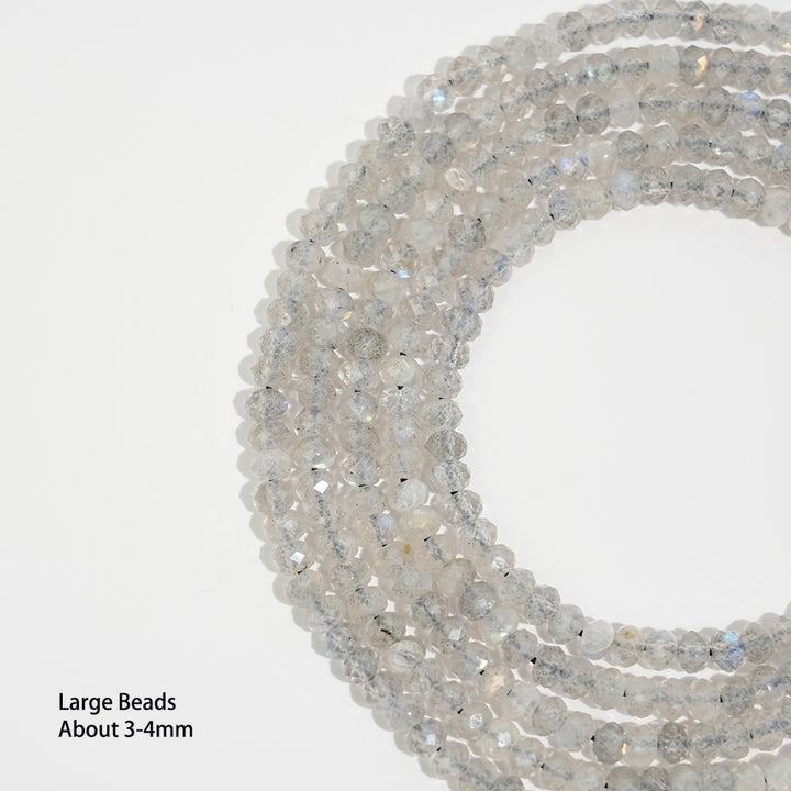 Natural Crystal Faceted Rondelle Bead Strand