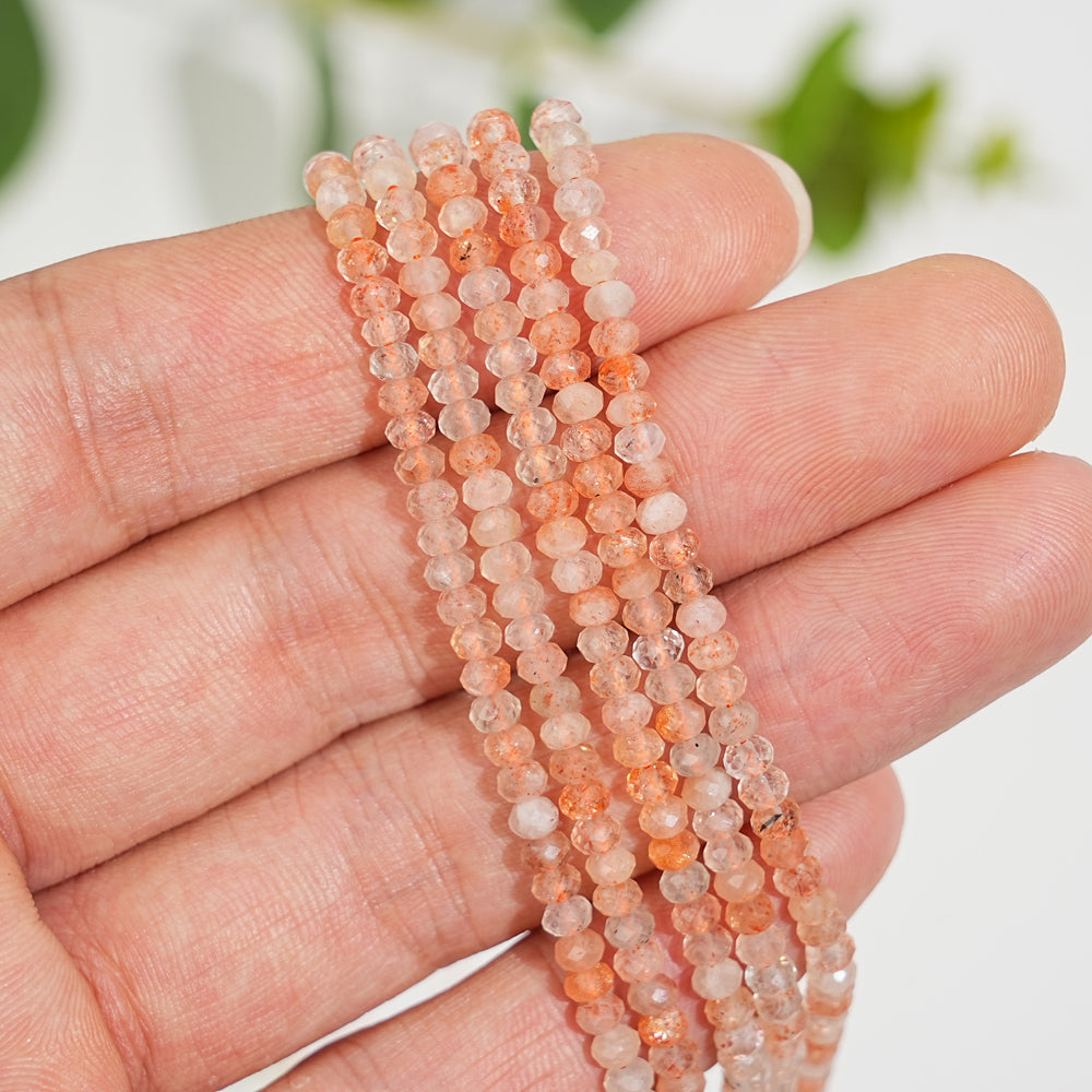 Natural Crystal Faceted Rondelle Bead Strand