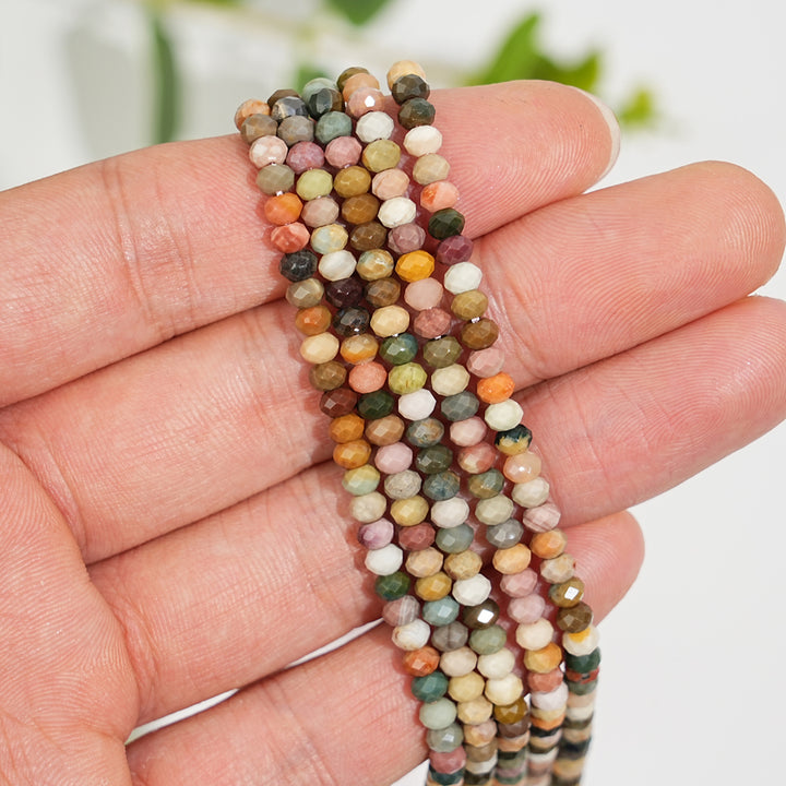 Natural Crystal Faceted Rondelle Bead Strand