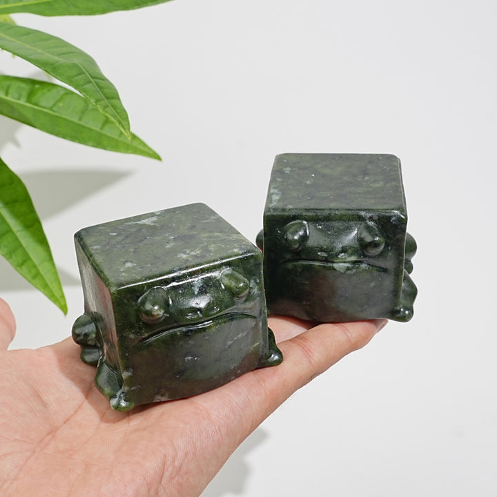 Natural Crystal Large Upgraded Serpentine Square Frog Carving