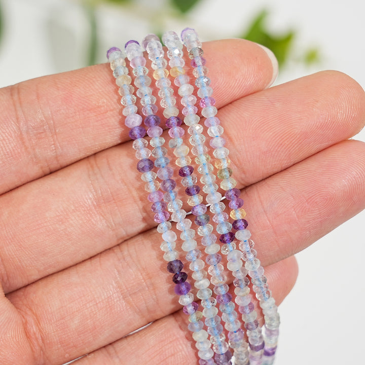 Natural Crystal Faceted Rondelle Bead Strand