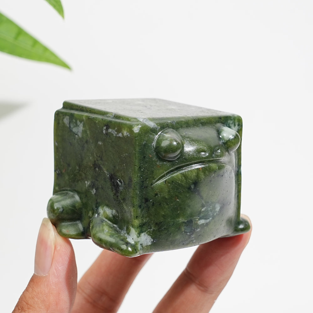 Natural Crystal Large Upgraded Serpentine Square Frog Carving