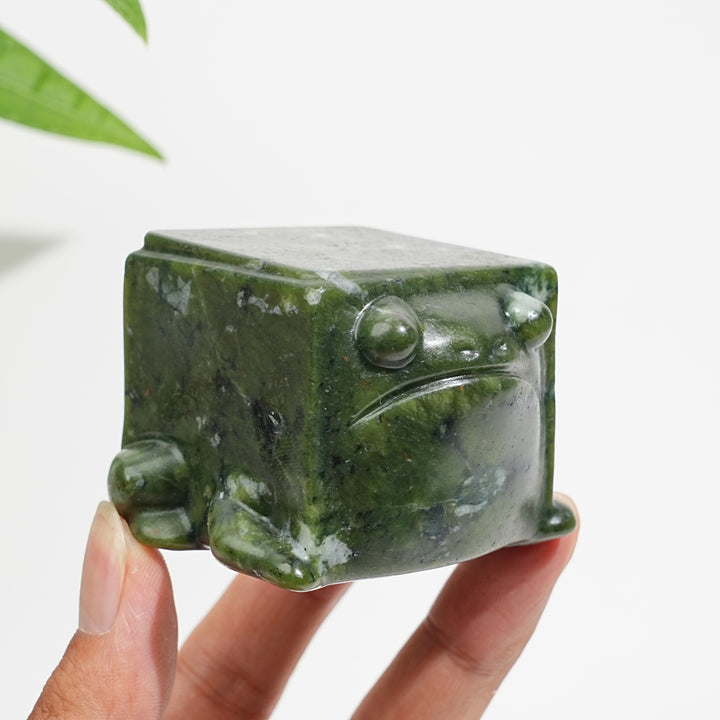 Natural Crystal Large Upgraded Serpentine Square Frog Carving