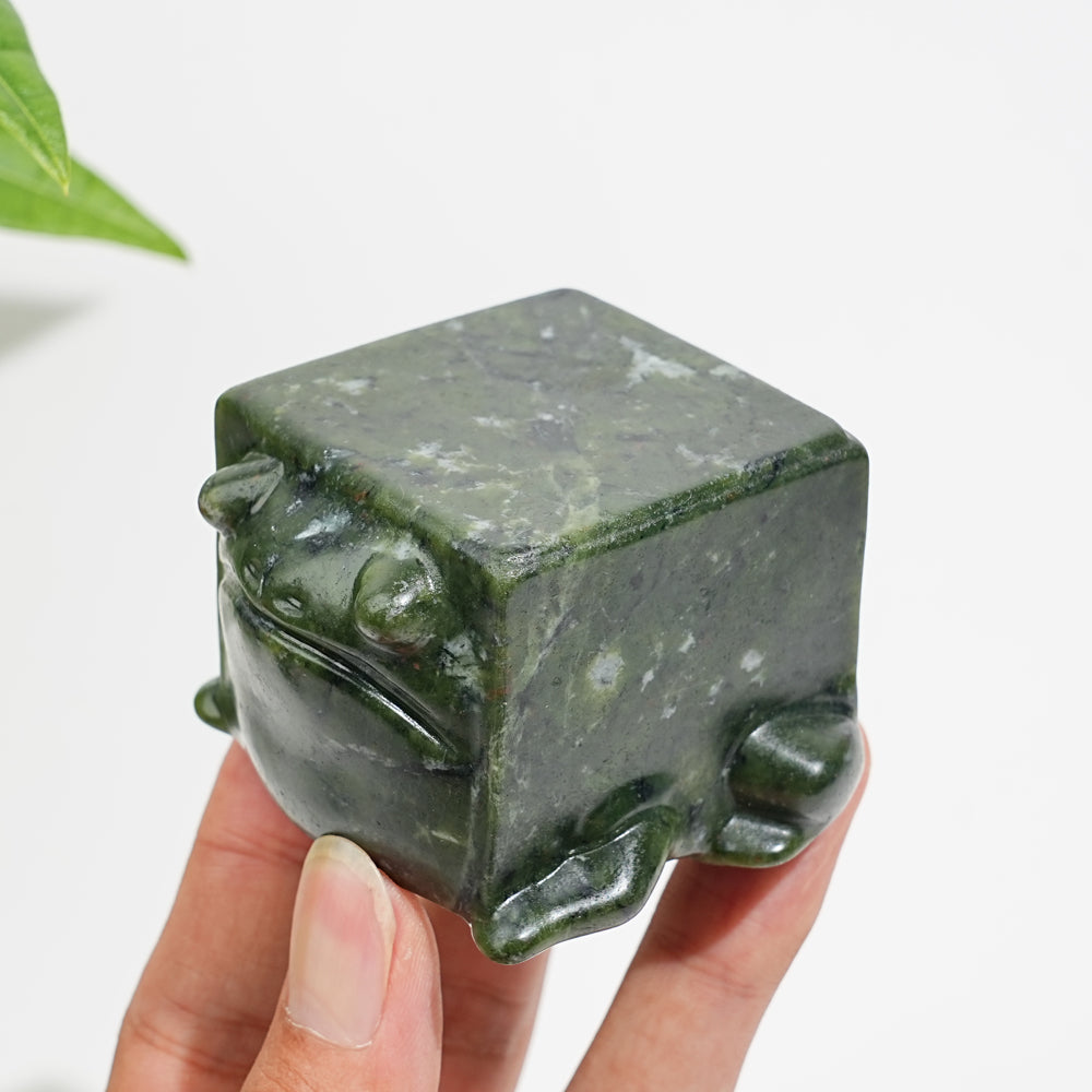 Natural Crystal Large Upgraded Serpentine Square Frog Carving