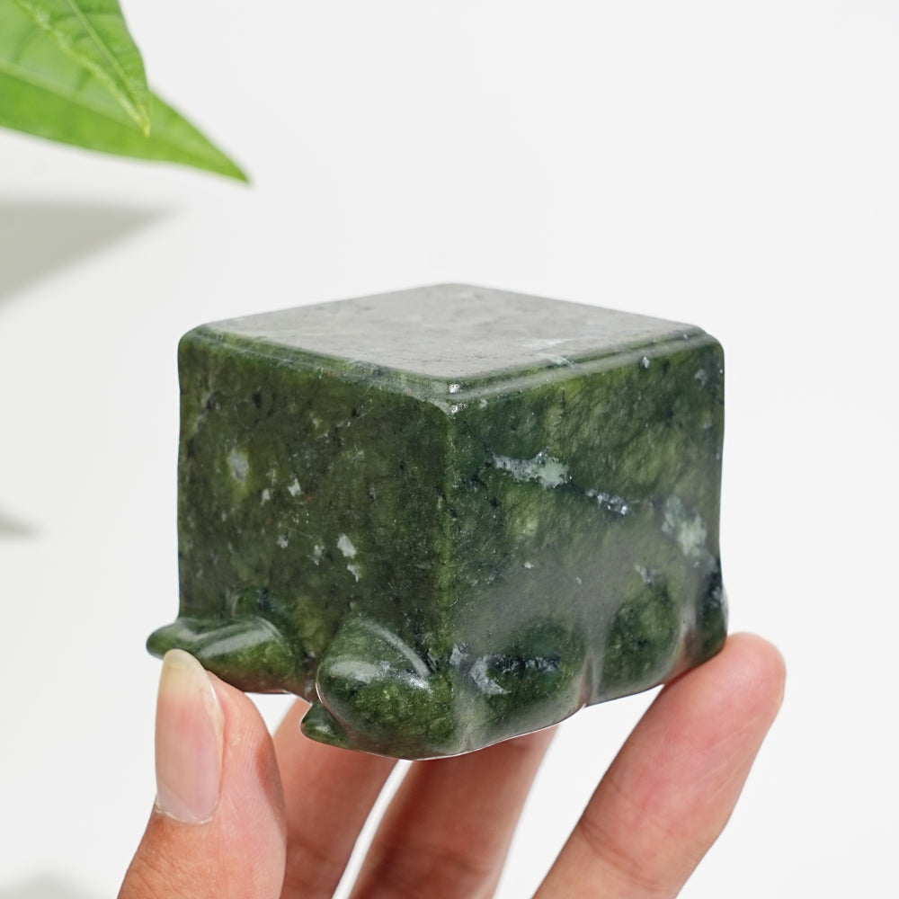 Natural Crystal Large Upgraded Serpentine Square Frog Carving