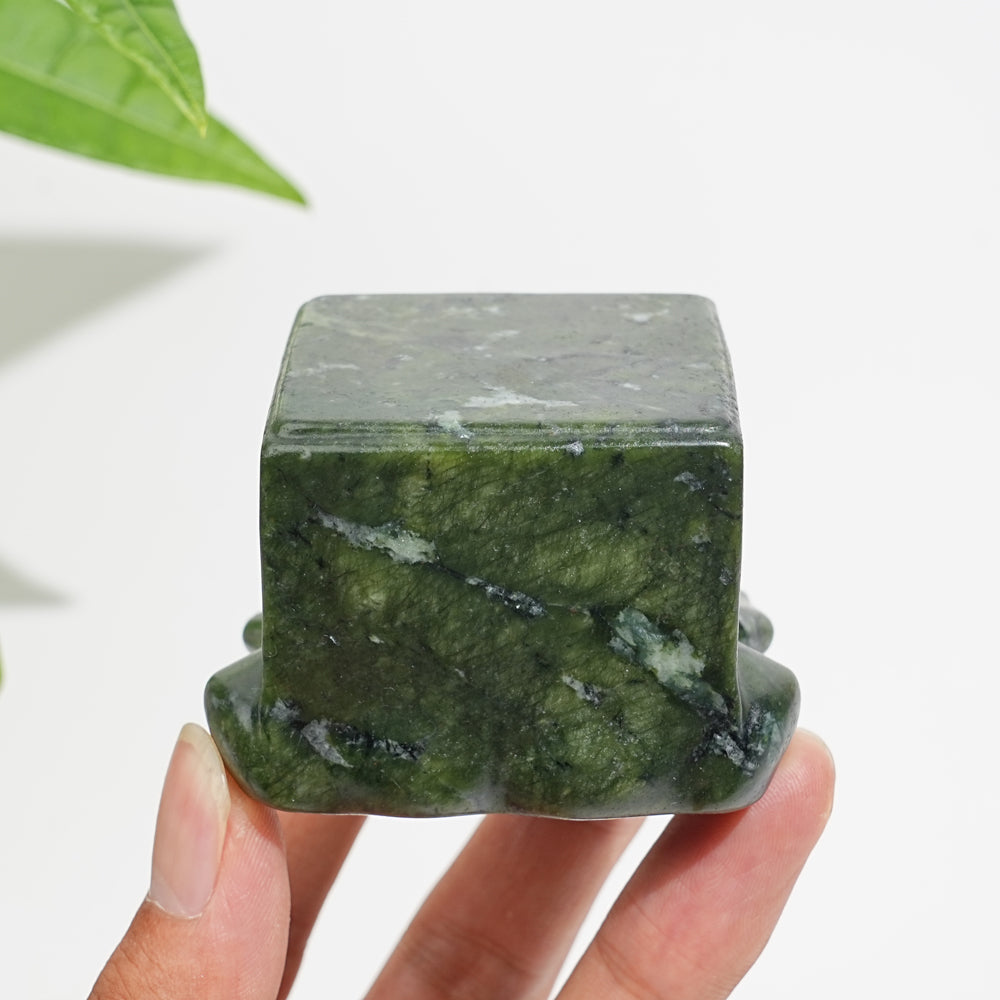 Natural Crystal Large Upgraded Serpentine Square Frog Carving