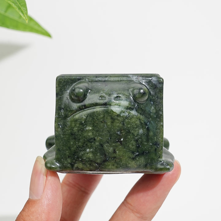 Natural Crystal Large Upgraded Serpentine Square Frog Carving