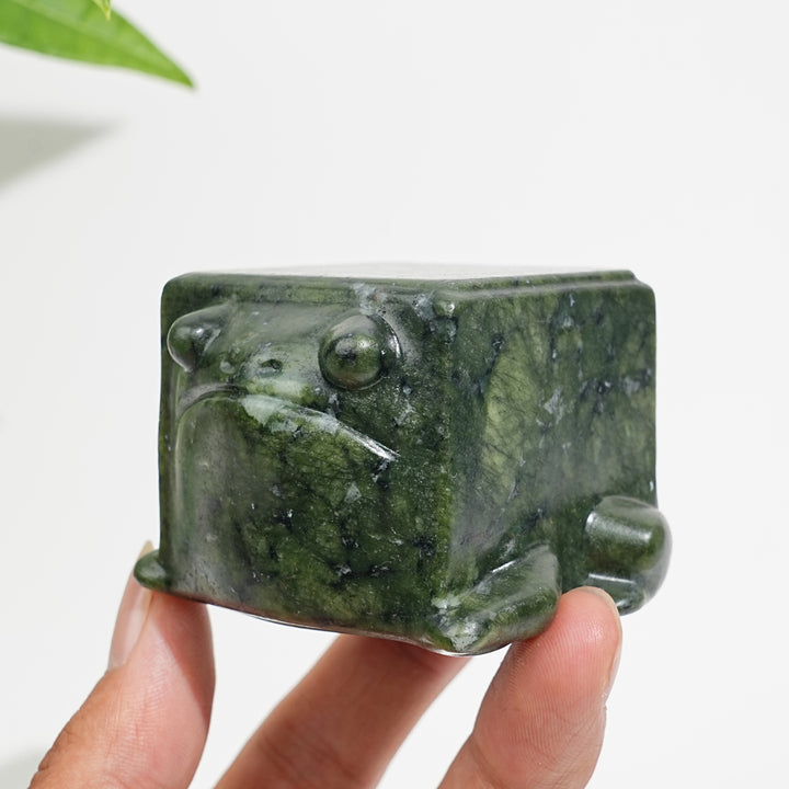 Natural Crystal Large Upgraded Serpentine Square Frog Carving