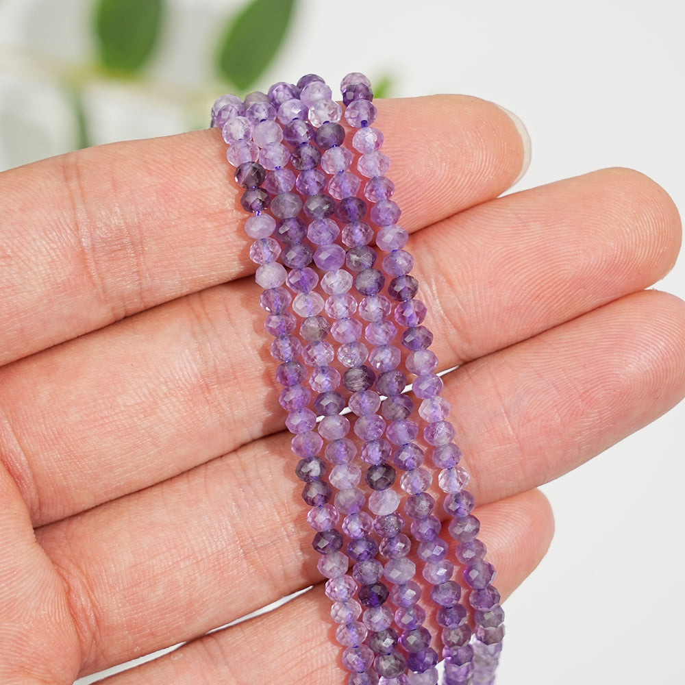 Natural Crystal Faceted Rondelle Bead Strand