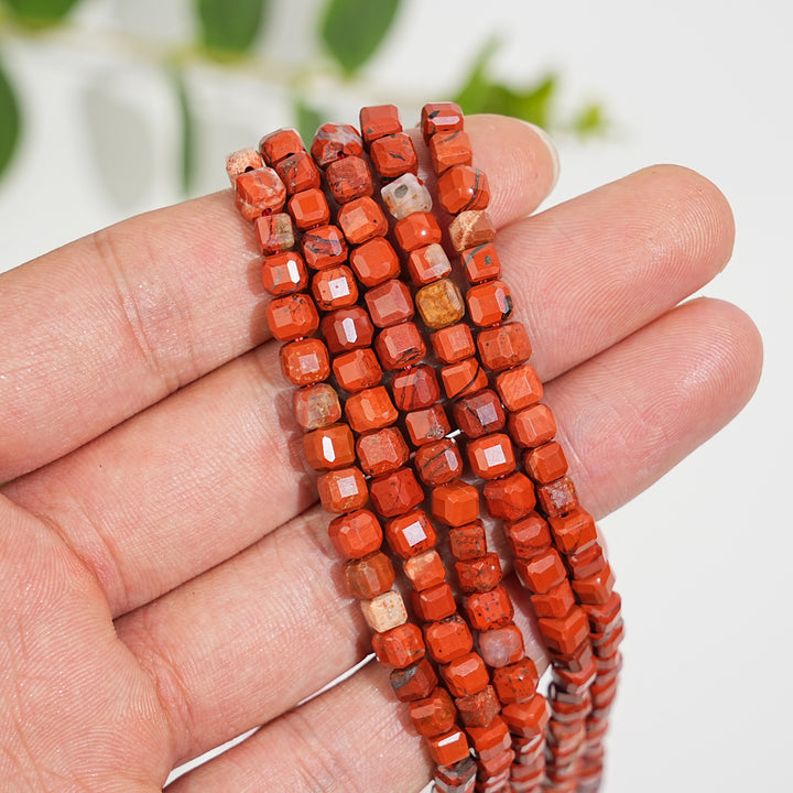 Natural Faceted Cube Crystal Dice Square Bead Strand