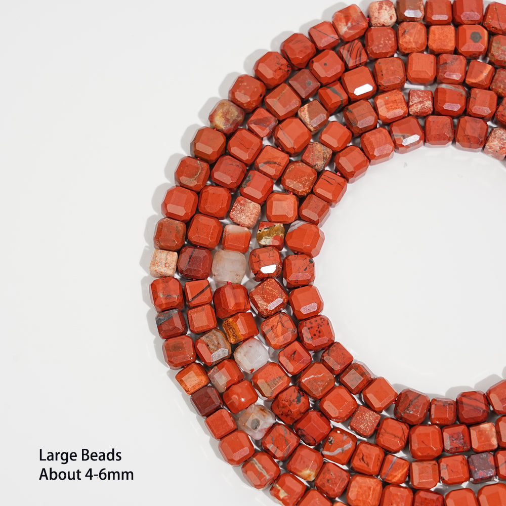 Natural Faceted Cube Crystal Dice Square Bead Strand