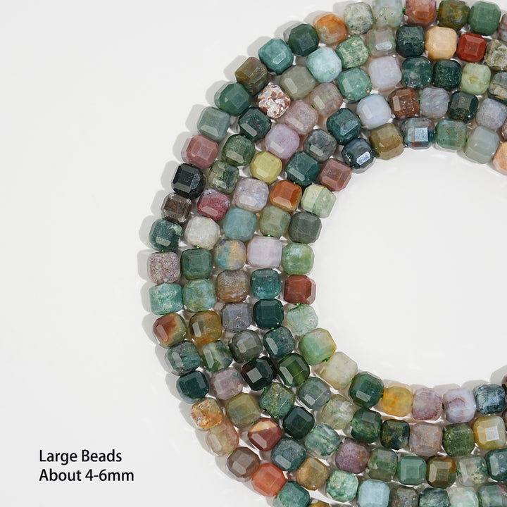 Natural Faceted Cube Crystal Dice Square Bead Strand