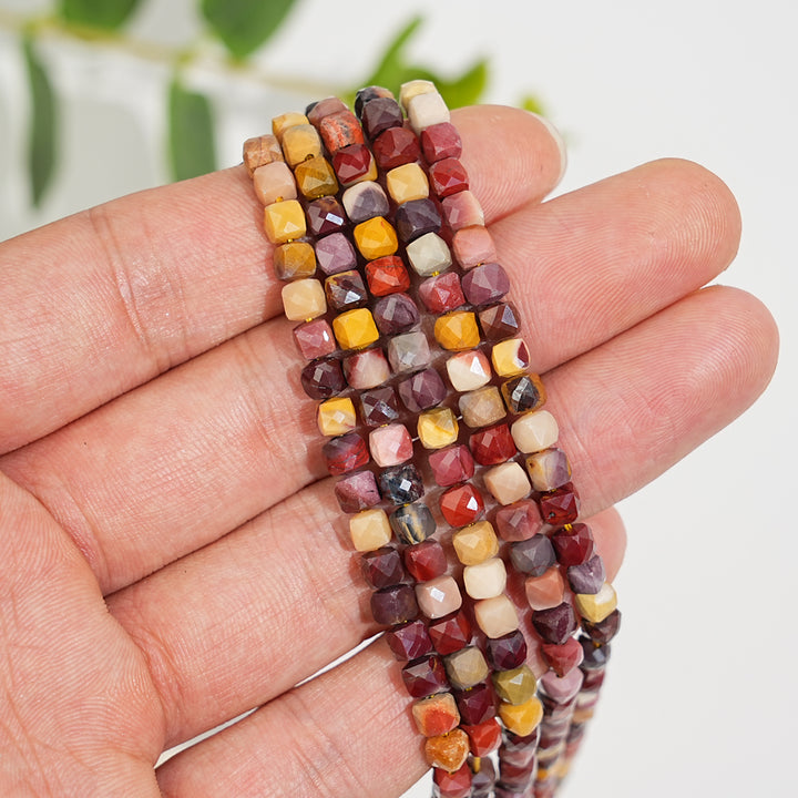 Natural Faceted Cube Crystal Dice Square Bead Strand