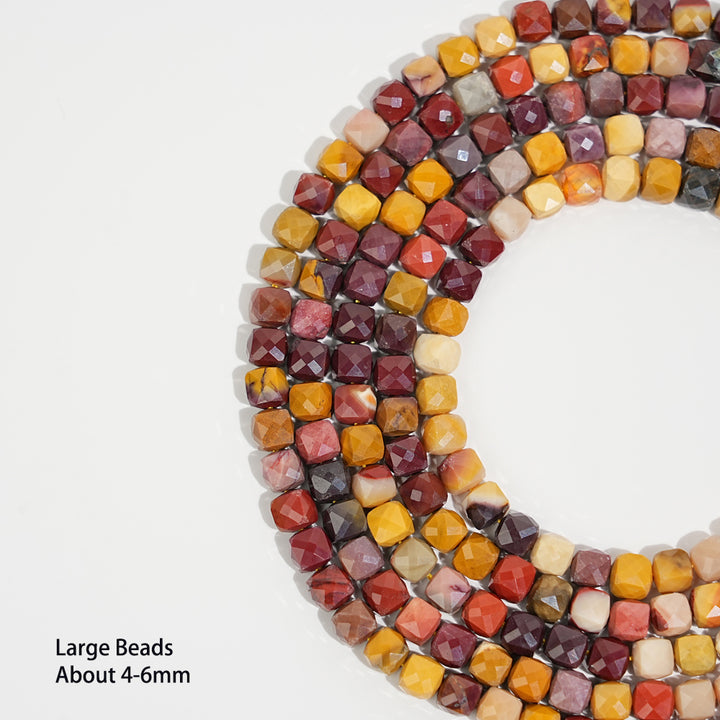 Natural Faceted Cube Crystal Dice Square Bead Strand