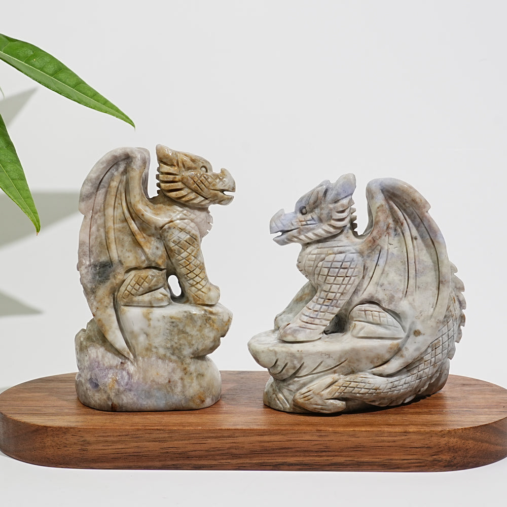 Unique,Natural Crystal Hackmanite Flying Dragon Carving