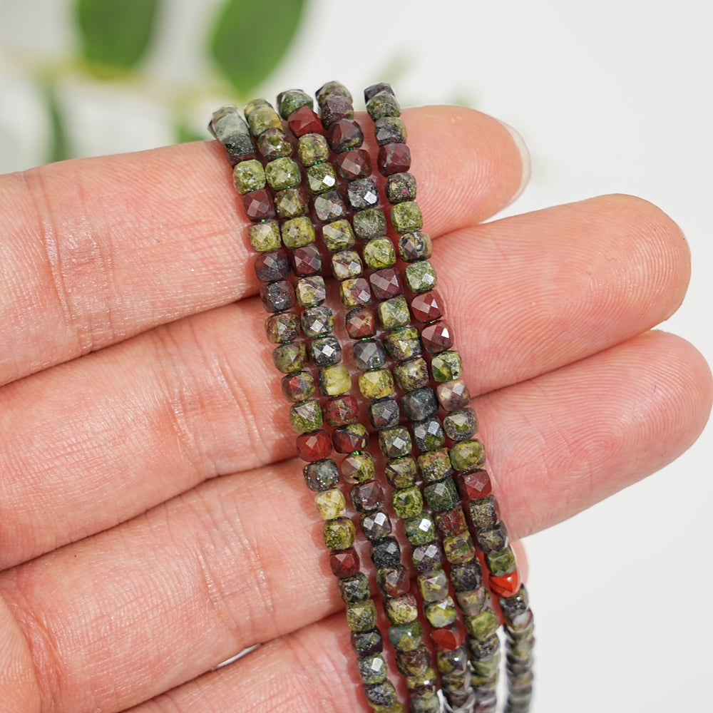 Natural Faceted Cube Crystal Dice Square Bead Strand