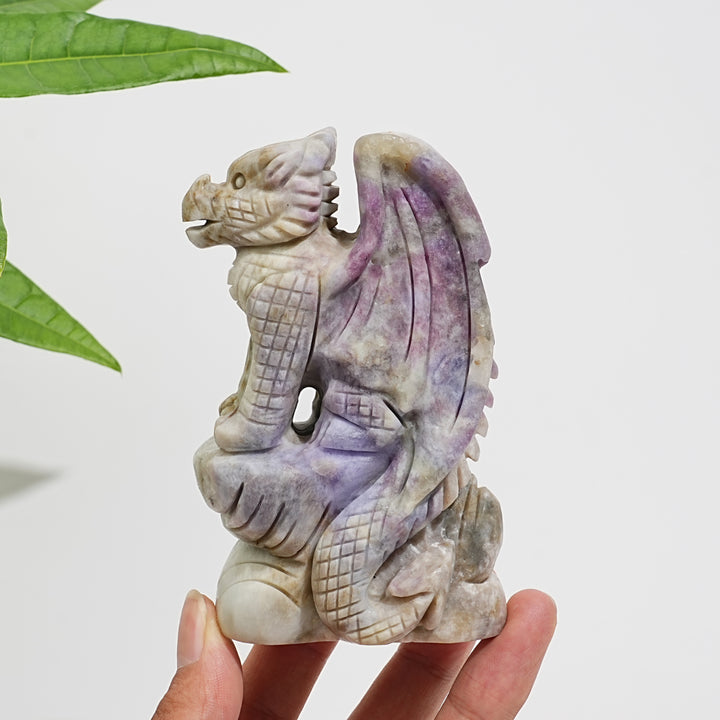 Unique,Natural Crystal Hackmanite Flying Dragon Carving