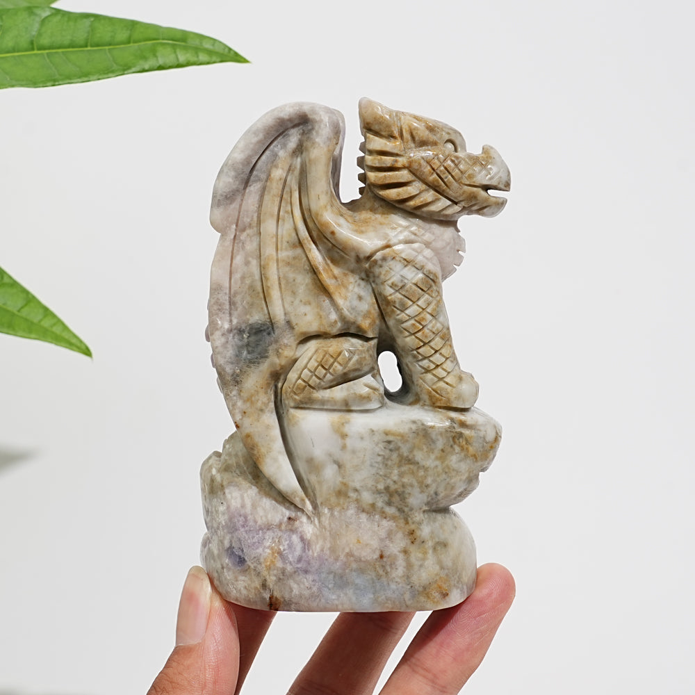 Unique,Natural Crystal Hackmanite Flying Dragon Carving