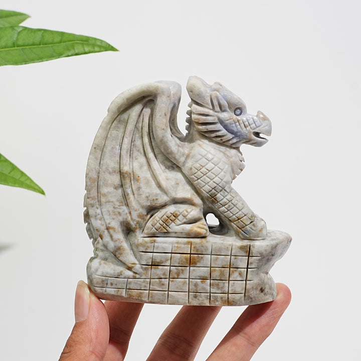 Unique,Natural Crystal Hackmanite Flying Dragon Carving