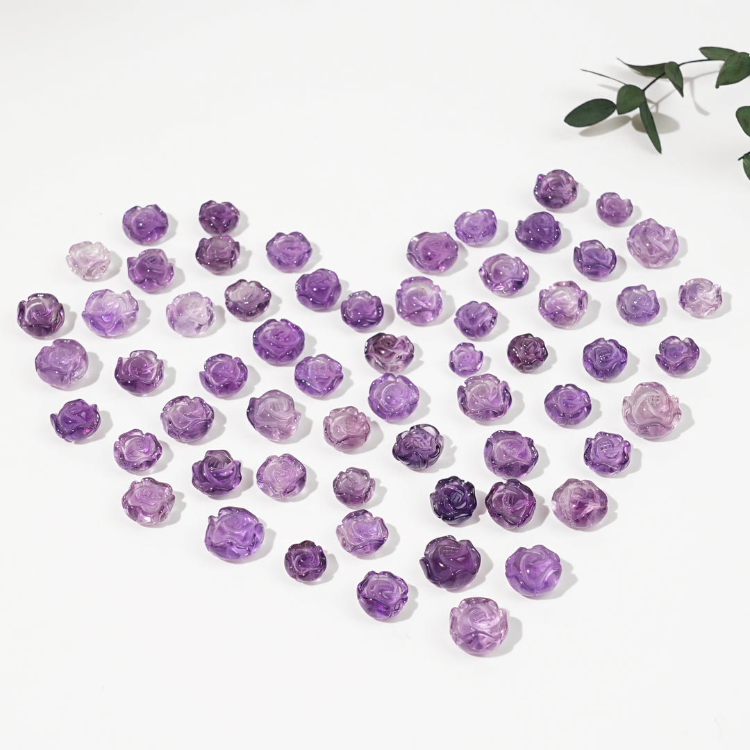 Natural Crystal Carving Mini Amethyst Rose