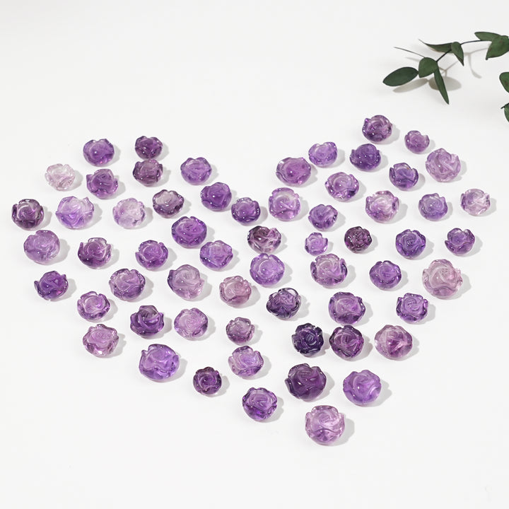 Natural Crystal Carving Mini Amethyst Rose