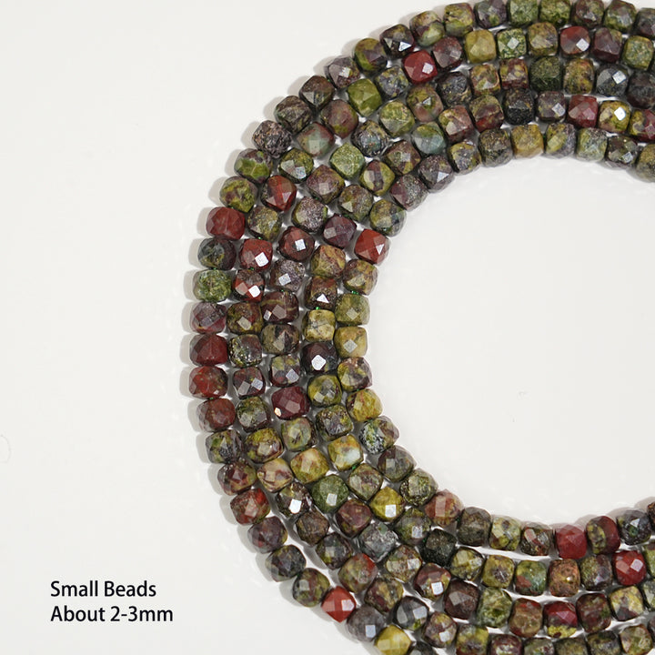 Natural Faceted Cube Crystal Dice Square Bead Strand