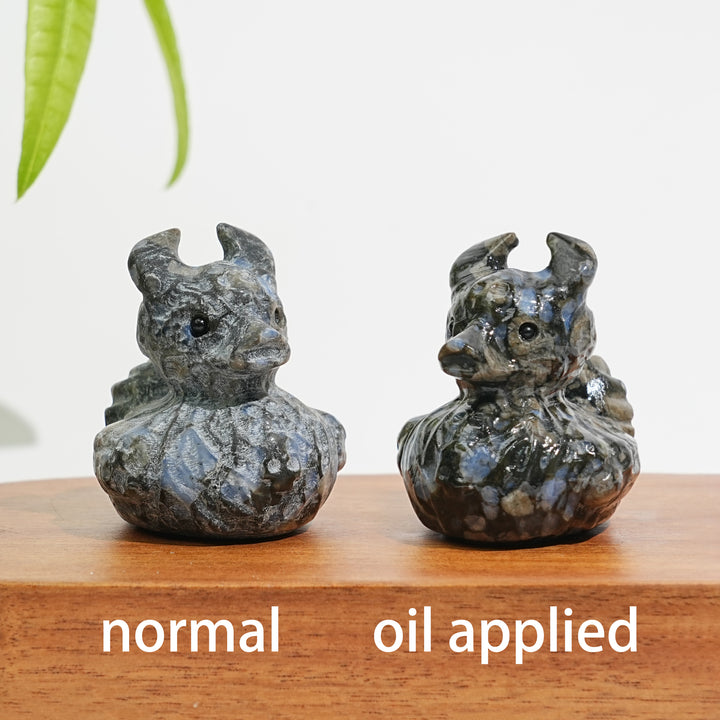 Natural Crystal Cute Devil Duck Carving