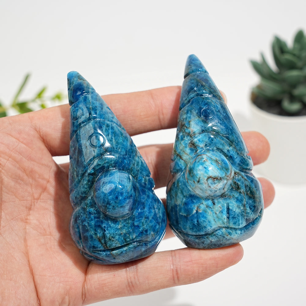 Natural Blue Apatite Gnome Carving